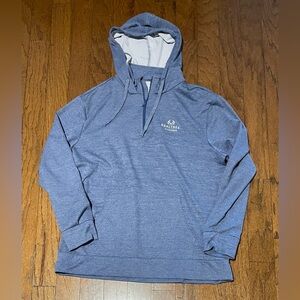 Realtree Men's 1/4 Zip Blue Lightweight Fishing Hoodie Front Pocket Large